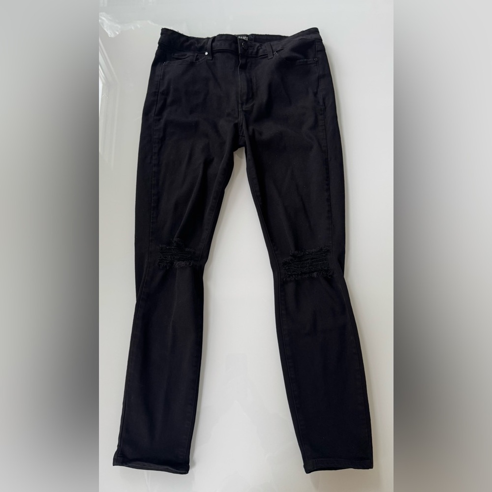 Paige Black Distressed Skinny Jeans – Size 30